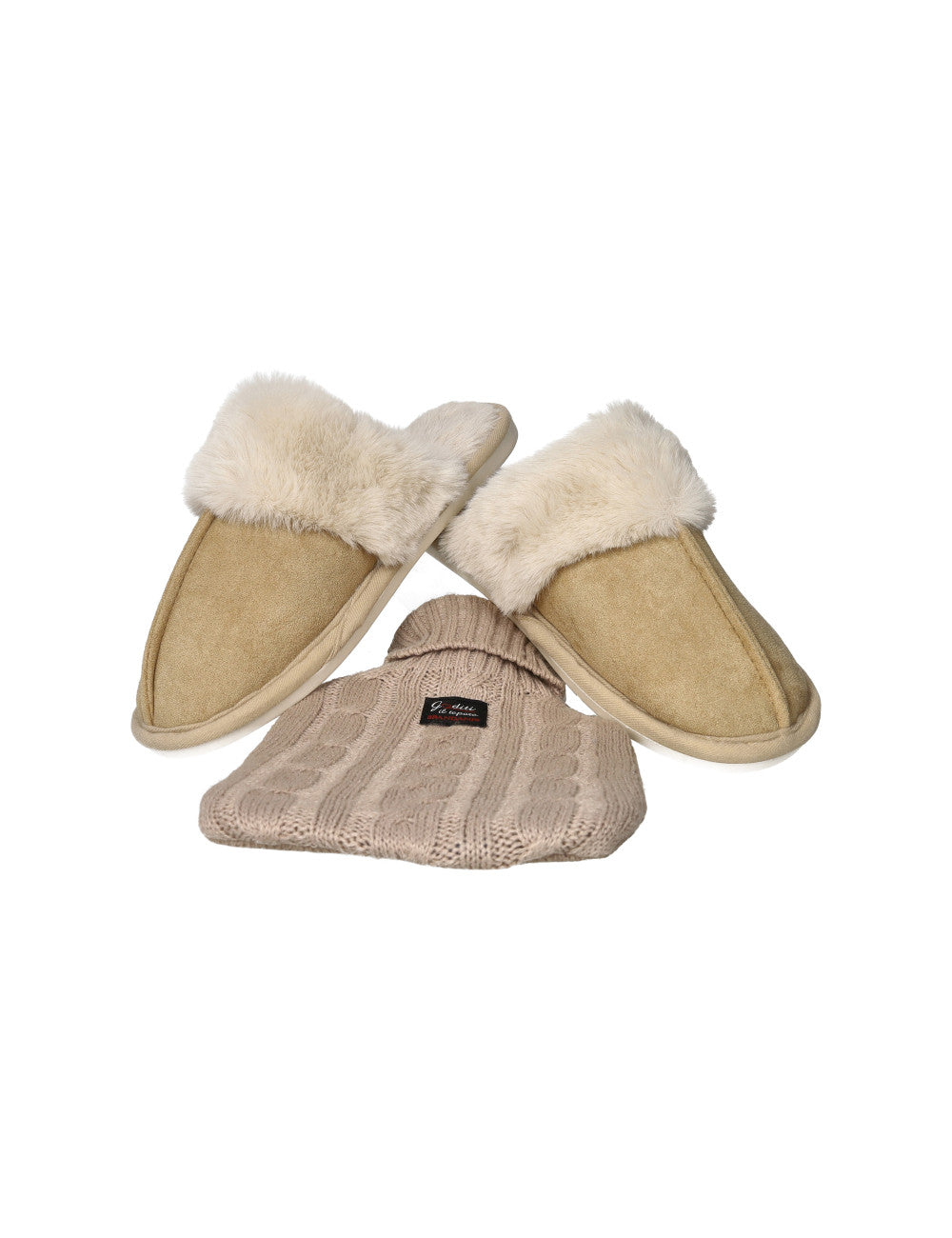 Comfort kit pantofole e borsa acqua calda con cover, set 3 PZ