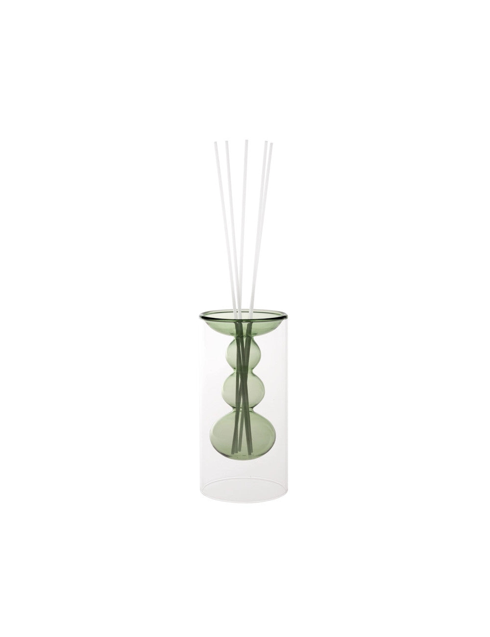 Diffusore di fragranza silhouette verde in vetro con bastoncini fiber wood